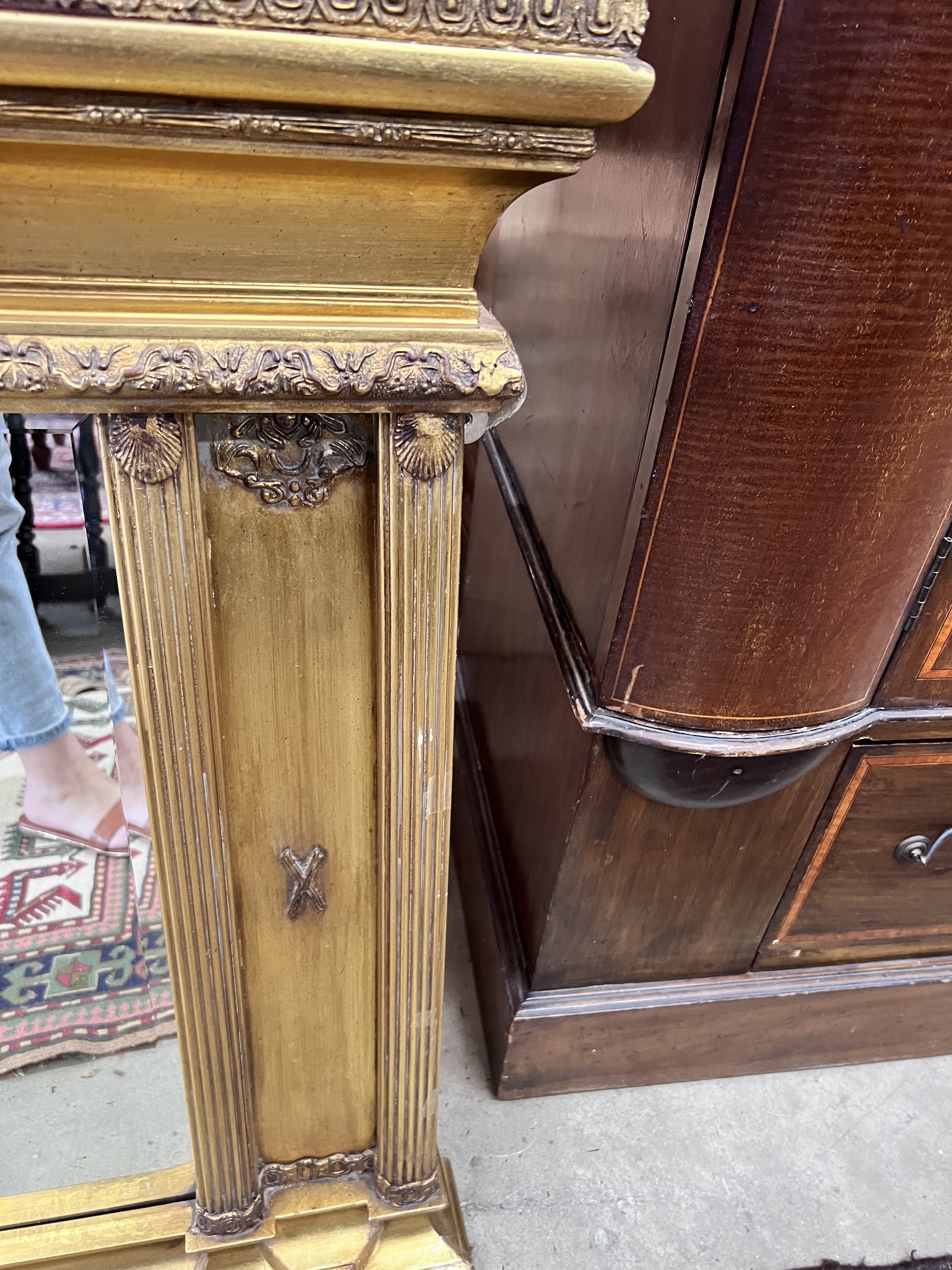 A Victorian style gilt frame overmantel mirror, width 137cm, height 92cm